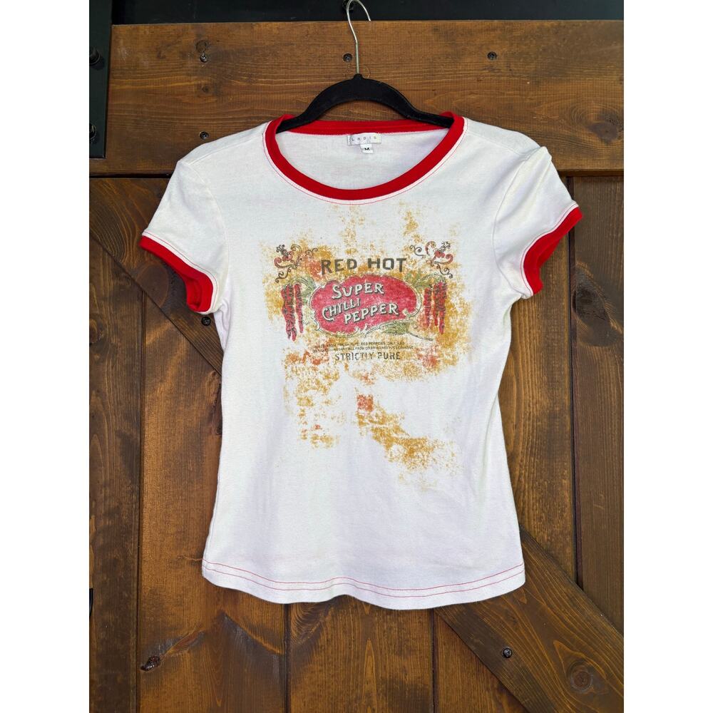 Lapis brand women’s medium graphic red hot chili pepper ringer t-shirt